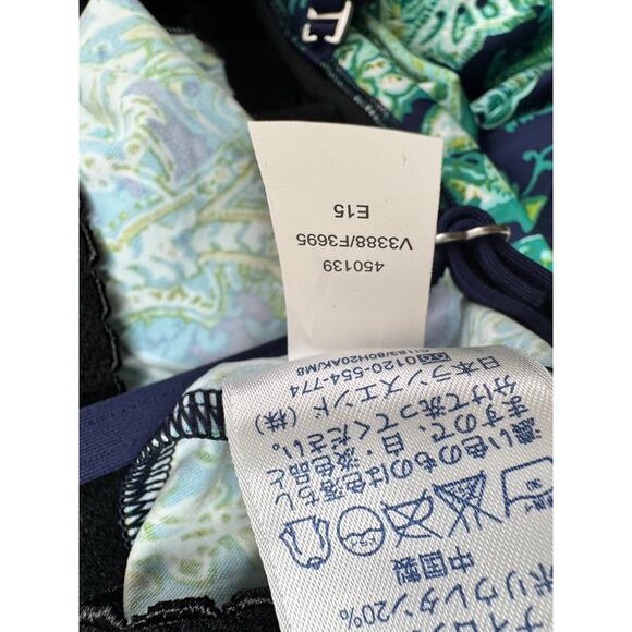 Lands' End Womens Tankini Swimsuit Top 12 Green Black Paisley Underwired Classic - Picture 14 of 15